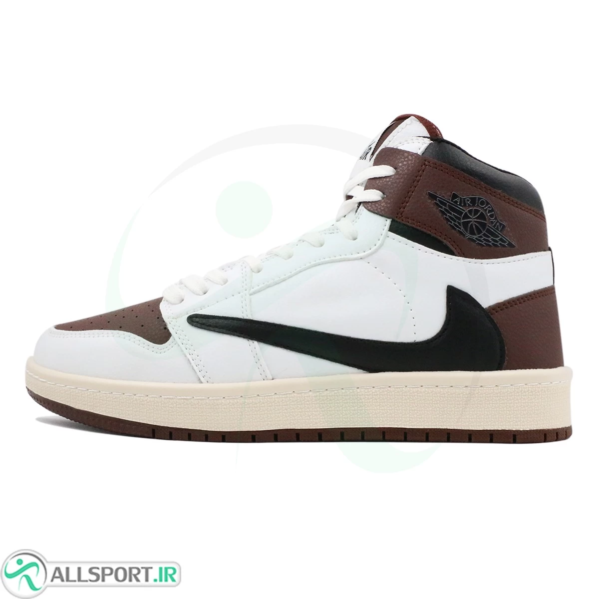 کتانی نایک ترویس سفید قهوه ای ساقدار Nike Air Jordan