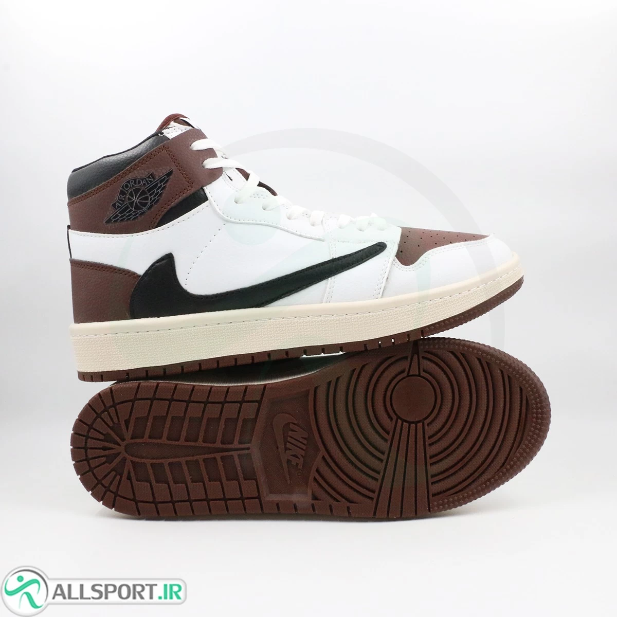 کتانی نایک ترویس سفید قهوه ای ساقدار Nike Air Jordan