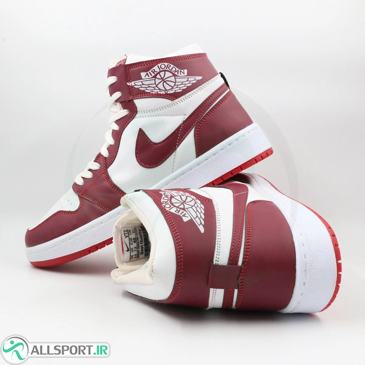 کتانی نایک جردن زرشکی سفید ساقدار Nike Air Jordan