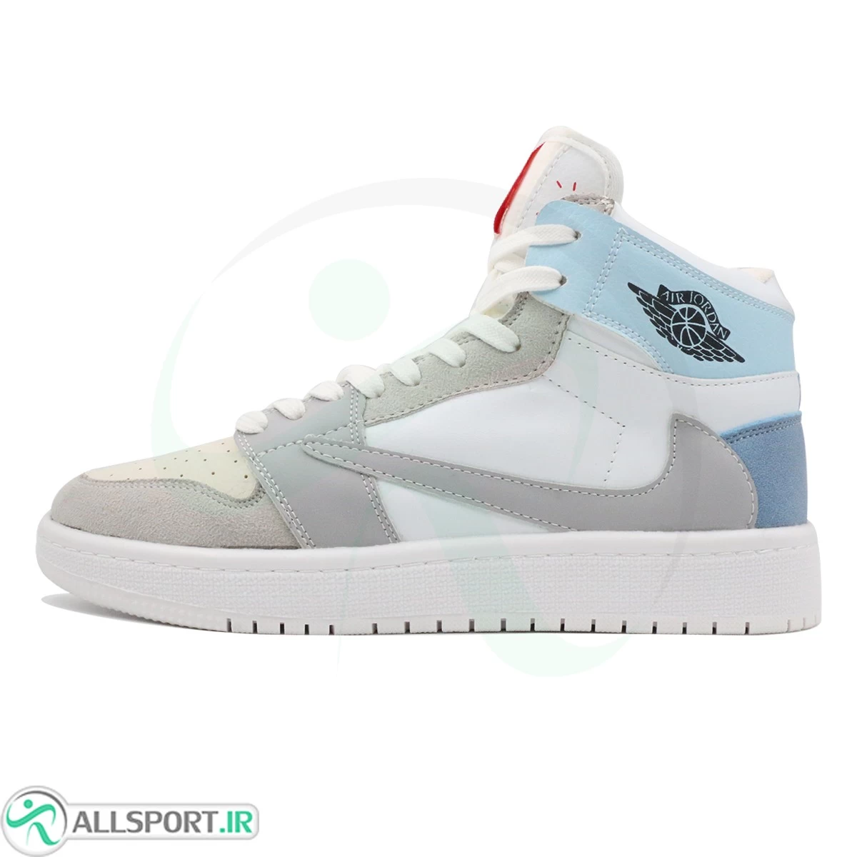کتانی نایک ترویس آبی سفید ساقدار Nike Air Jordan