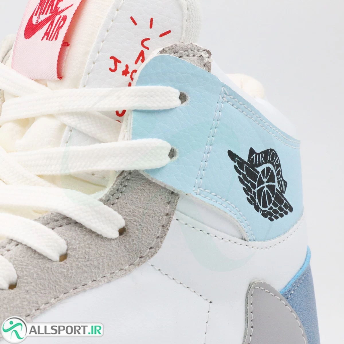 کتانی نایک ترویس آبی سفید ساقدار Nike Air Jordan