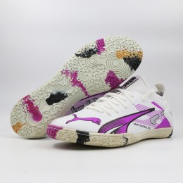کفش فوتسال پوما اولترا سفید بنفش سایز کوچک Puma Ultra