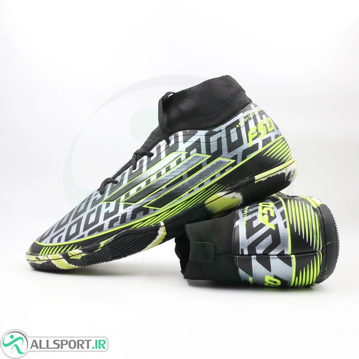 کفش فوتسال آدیداس مشکی سبز Adidas F50 Black
