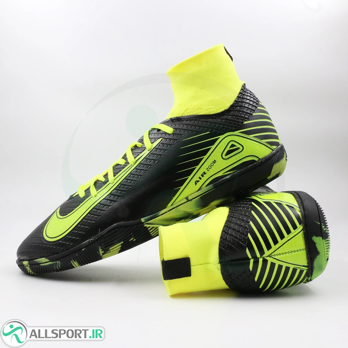 کفش فوتسال نایک مرکوریال ساقدار ویپور مشکی سبز Nike Mercurial