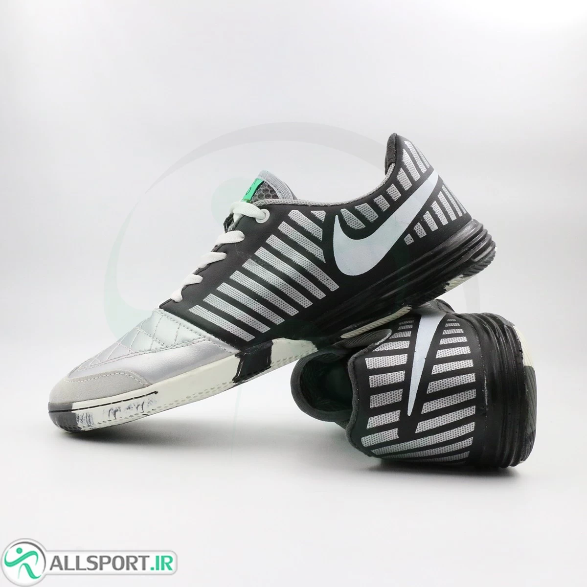 کفش فوتسال نایک لونار گتو مشکی نقره ای Nike Lunar Gato Gray White