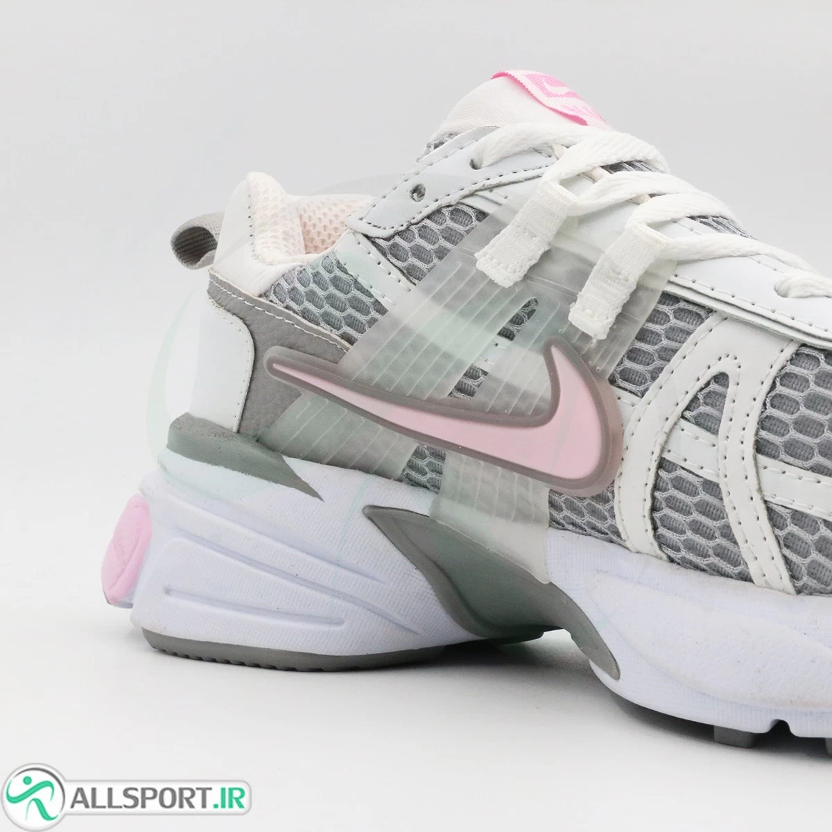 کتانی نایک طوسی سفید صورتی Nike V2k