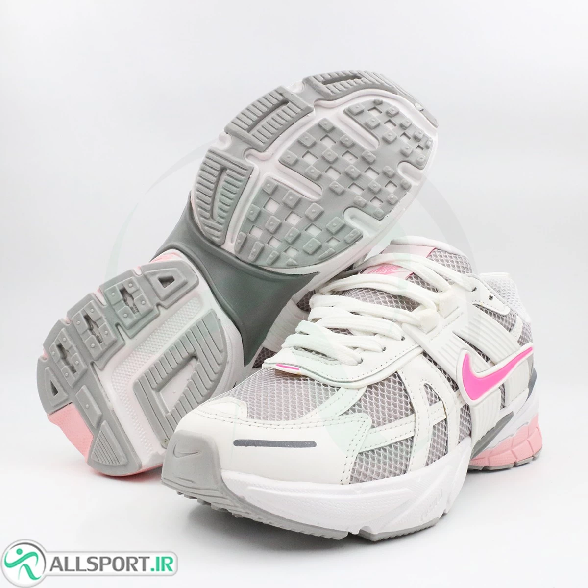 کتانی نایک سفید طوسی صورتی Nike V2k