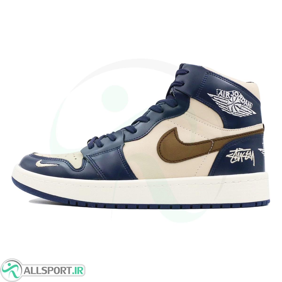 کتانی نایک جردن سرمه ای کرم ساقدار Nike Air Jordan