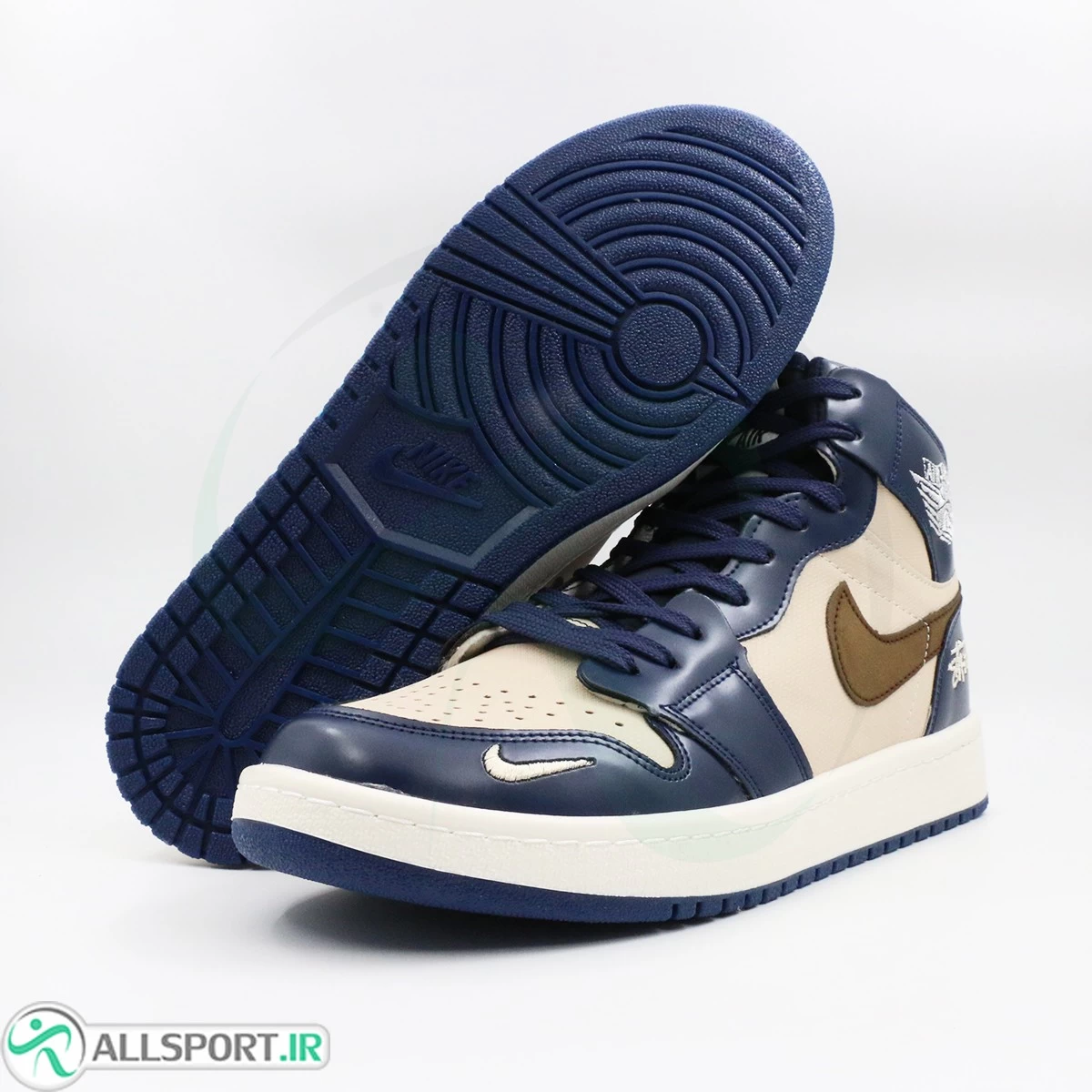 کتانی نایک جردن سرمه ای کرم ساقدار Nike Air Jordan