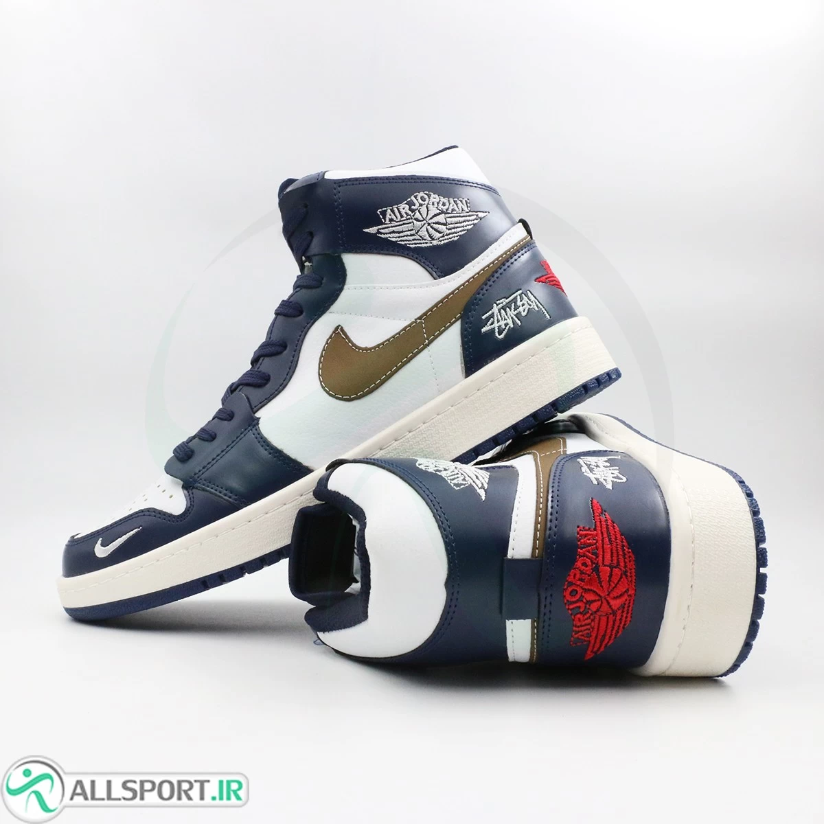کتانی نایک جردن سفید سرمه ای ساقدار Nike Air Jordan