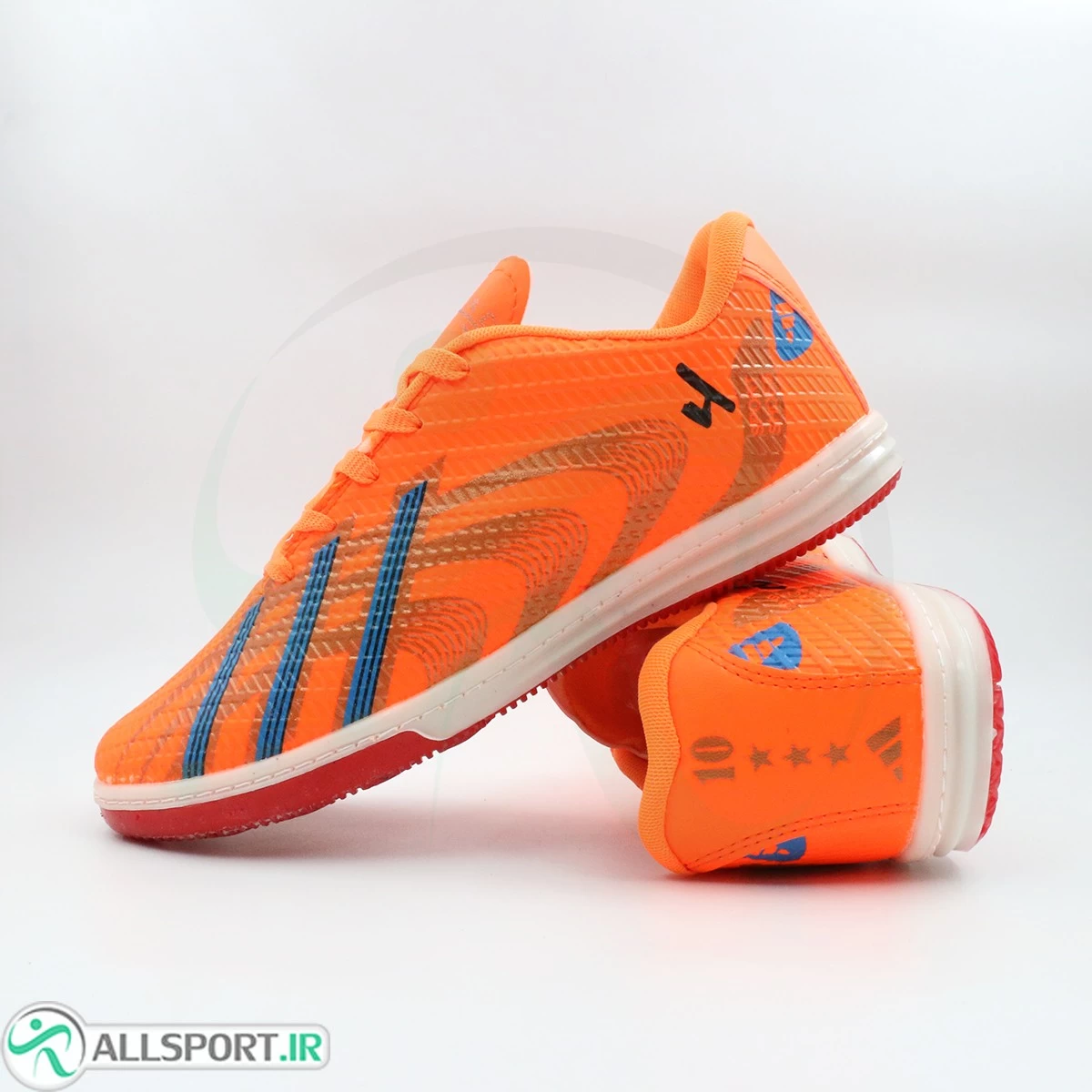 کفش فوتسال پسرانه آدیداس نارنجی کف قرمز Adidas IN Orange
