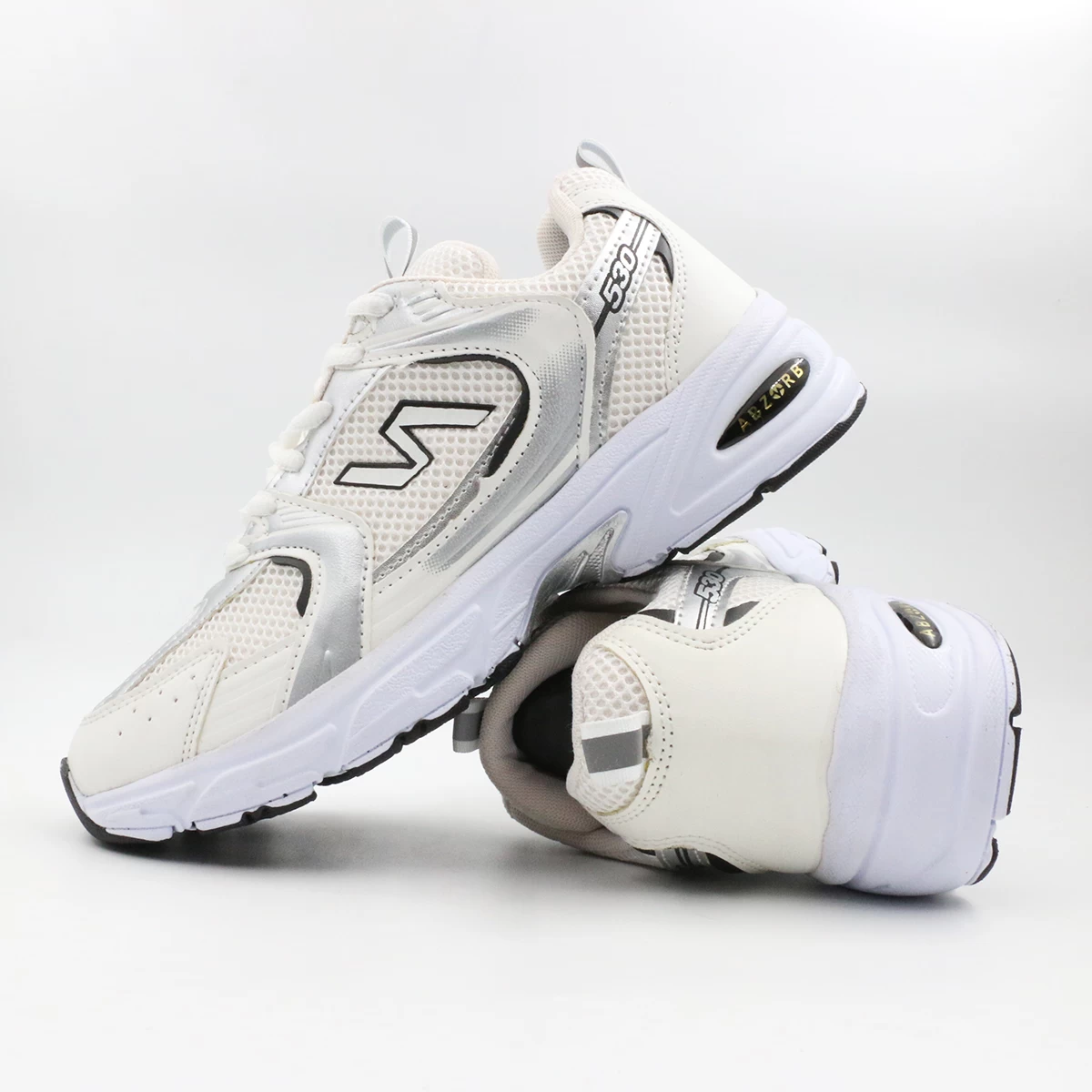 کتانی نیوبالانس سفید طوسی مشکی New Balance 530