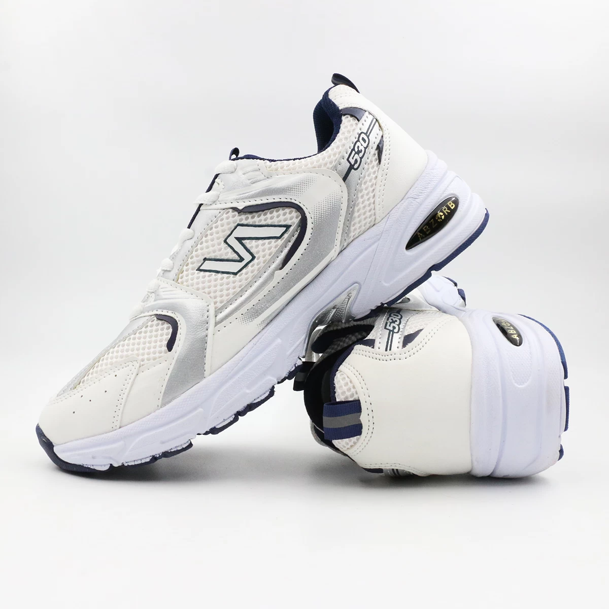 کتانی نیوبالانس سفید طوسی سرمه ای New Balance 530