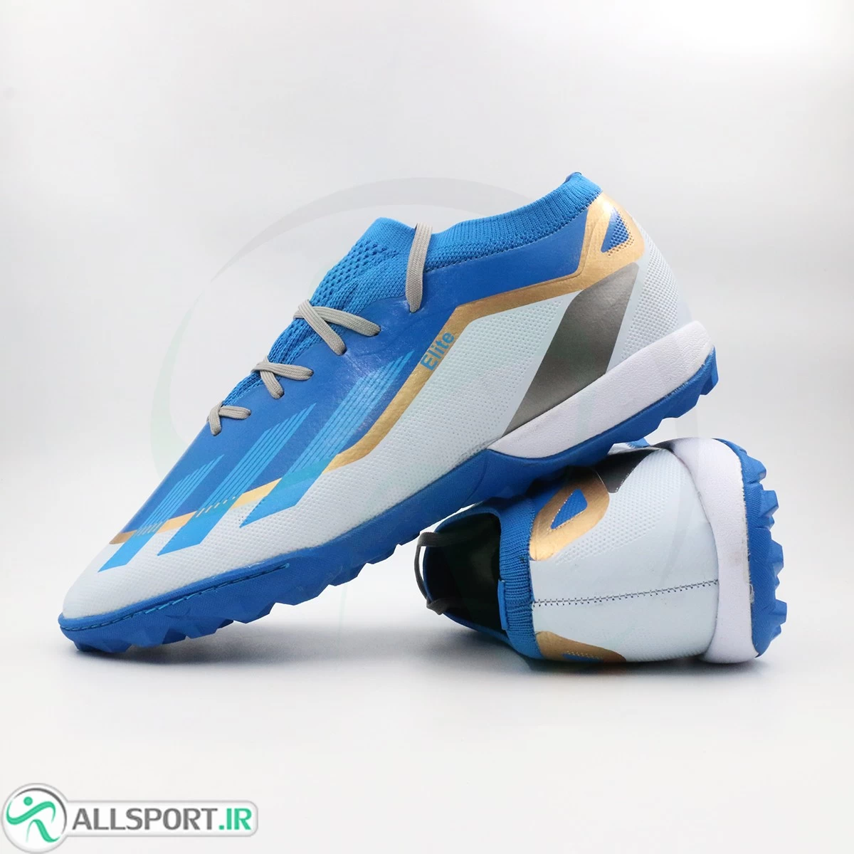 کفش چمن مصنوعی ادیداس کریزی فست آبی طلایی Adidas X Crazy Fast Blue