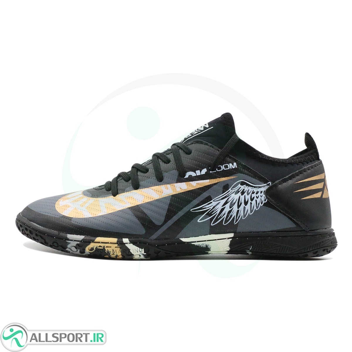 کفش فوتسال نایک ایرزوم مشکی طلایی Nike Air Zoom