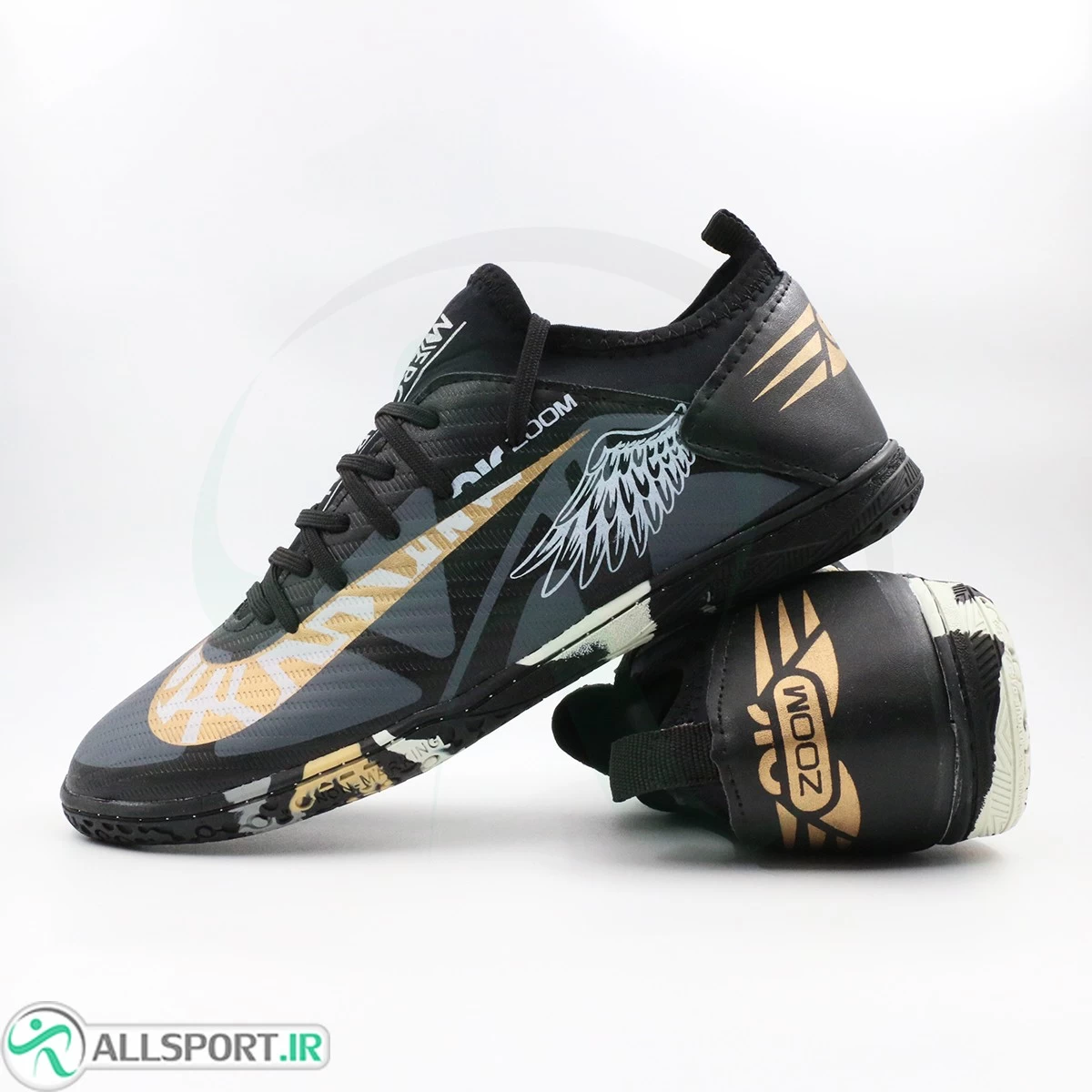 کفش فوتسال نایک ایرزوم مشکی طلایی Nike Air Zoom