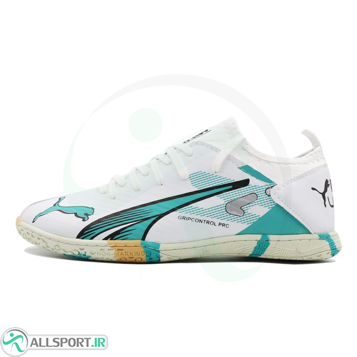 کفش فوتسال پوما اولترا سفید سبز Puma Ultra