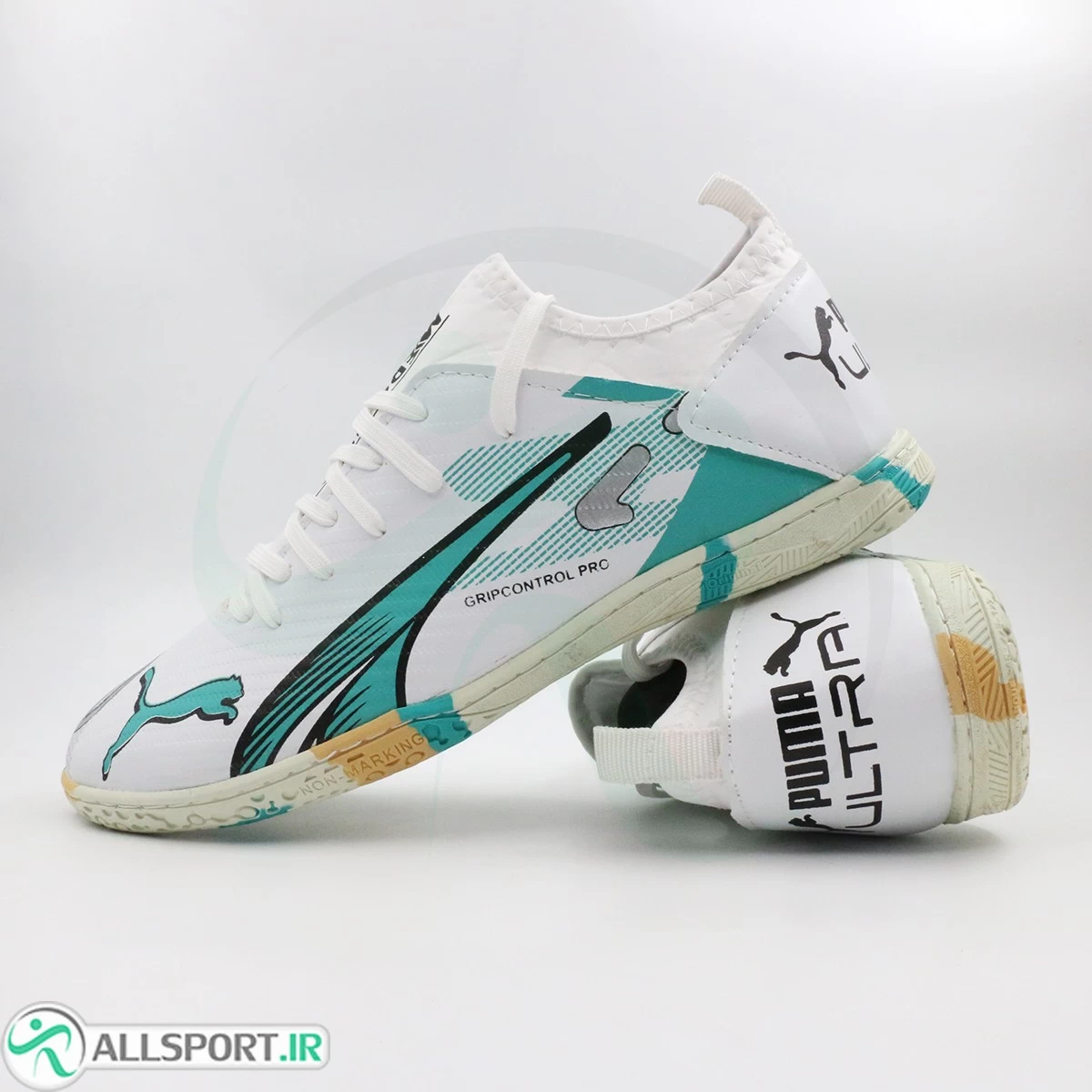 کفش فوتسال پوما اولترا سفید سبز Puma Ultra