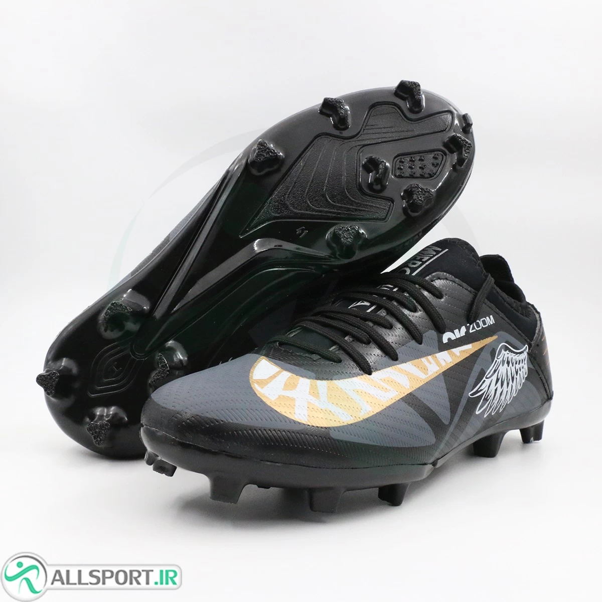 کفش فوتبال نایک ایرزوم مشکی طلایی Nike Air Zoom