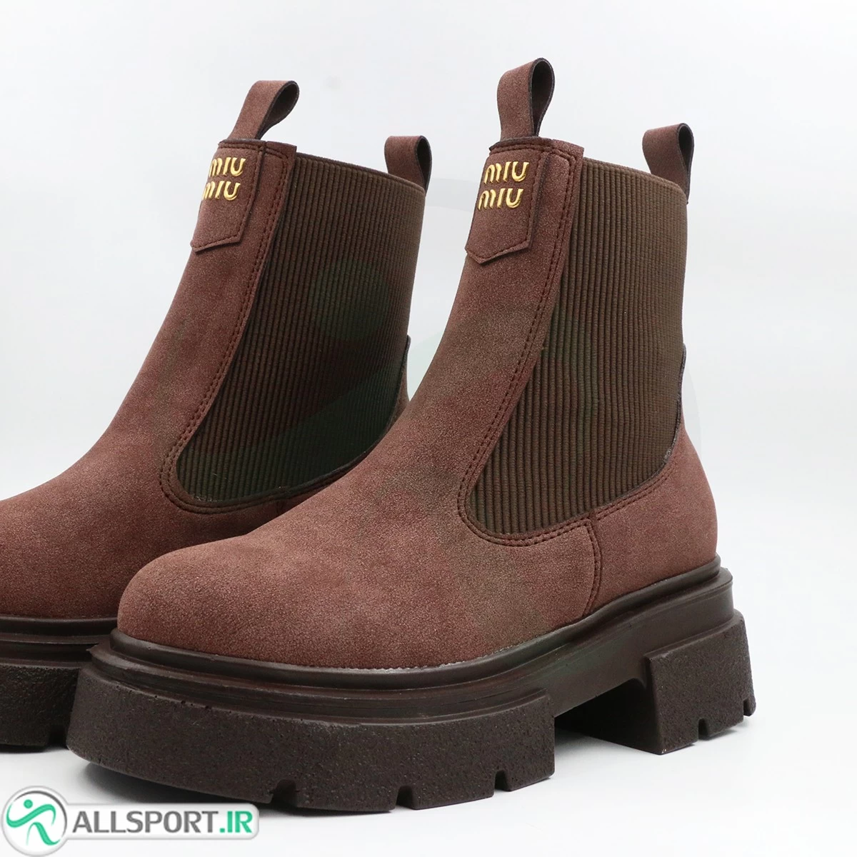 بوت قهوه ای مات miu miu