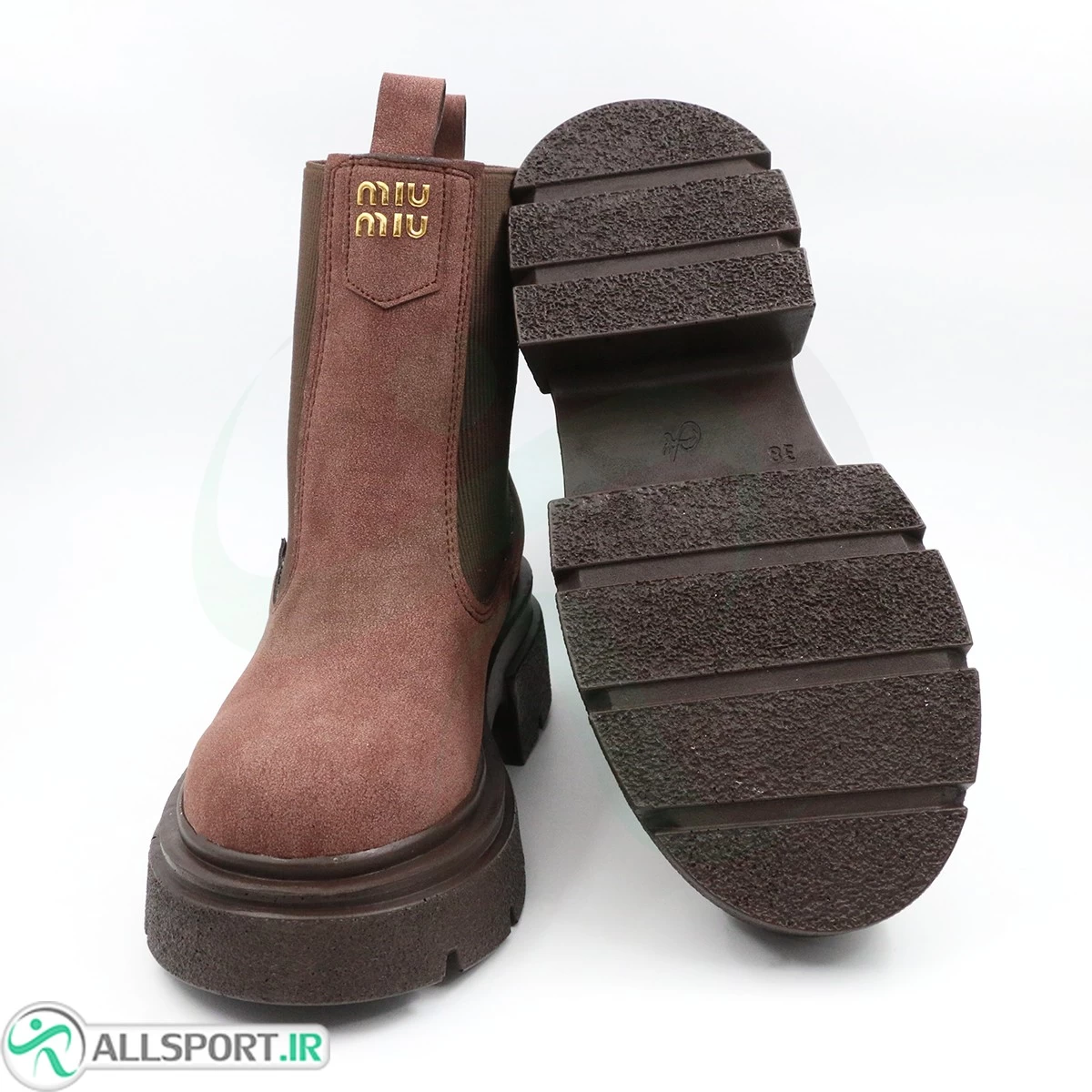 بوت قهوه ای مات miu miu