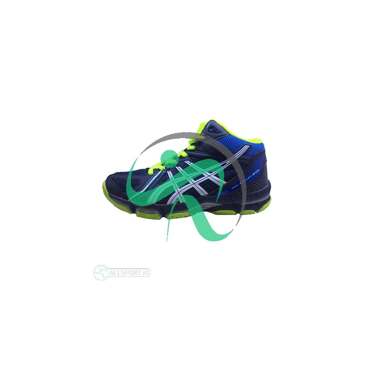 کفش والیبال زنانه اسیکس ژل طرح اصلی سرمه ای زرد Asics Gel