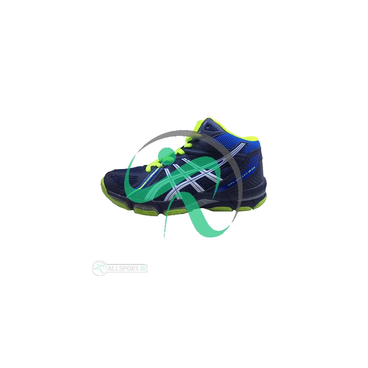 کفش والیبال زنانه اسیکس ژل طرح اصلی سرمه ای زرد Asics Gel