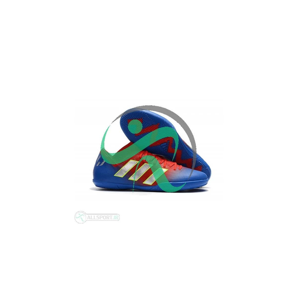 کفش فوتسال آدیداس نمزیز طرح اصلی قرمز ابی Adidas Nemeziz Messi Tango