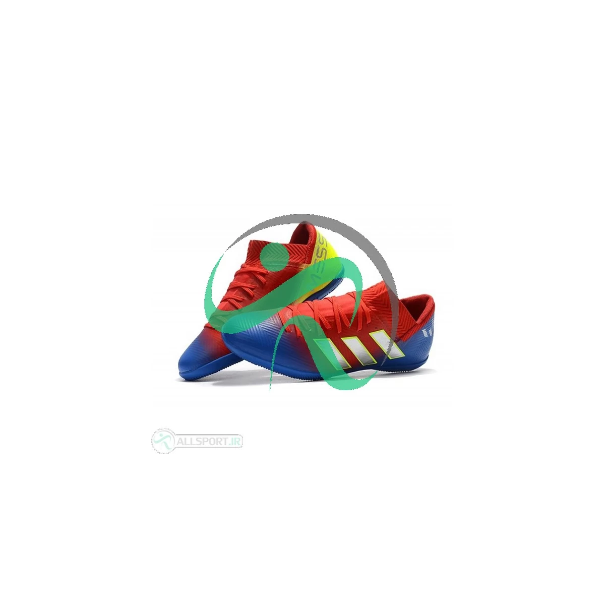 کفش فوتسال آدیداس نمزیز طرح اصلی قرمز ابی Adidas Nemeziz Messi Tango