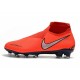 کفش فوتبال نایک فانتوم ساقدار طرح اصلی قرمز نقره ای Nike Phantom VSN Elite DF FG Metallic Silver Bright Crimson