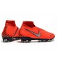 کفش فوتبال نایک فانتوم ساقدار طرح اصلی قرمز نقره ای Nike Phantom VSN Elite DF FG Metallic Silver Bright Crimson