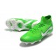 کفش فوتبال نایک مرکوریال سوپرفلای ساقدار طرح اصلی سبز سفید Nike Mercurial Superfly VI 360 Elite Nigeria FG White Green