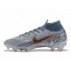 کفش فوتبال نایک مرکوریال سوپرفلای ساقدار طرح اصلی خاکستری Nike Mercurial Superfly VI Elite FG Wolf Grey Black Armory Blue
