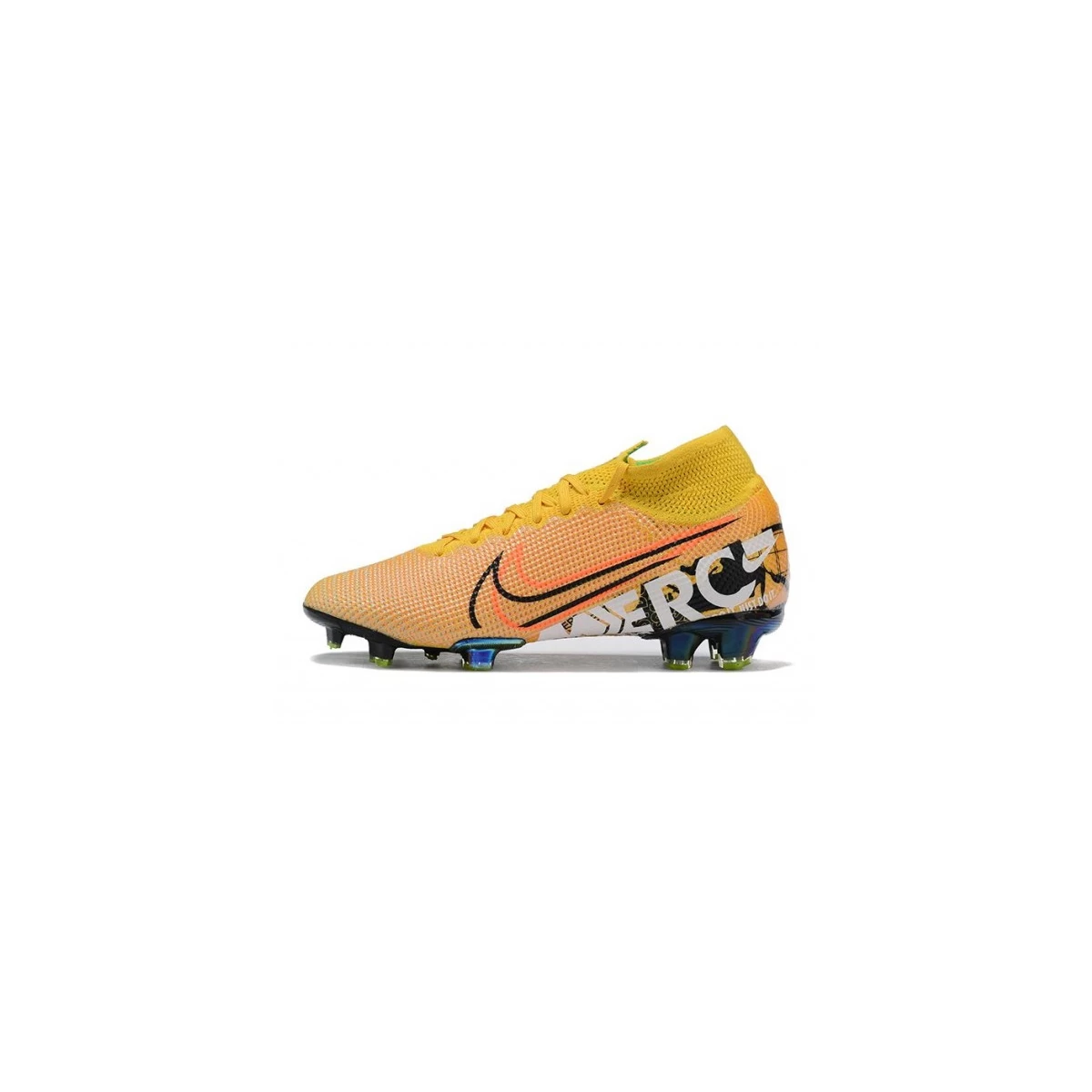 کفش فوتبال نایک مرکوریال سوپرفلای ساقدار طرح اصلی زرد نارنجی Nike Mercurial Superfly VII Elite FG Orange Yellow Black