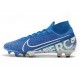 کفش فوتبال نایک مرکوریال سوپرفلای ساقدار طرح اصلی آبی سفید Nike Mercurial Superfly VII 7 Elite FG Blue White