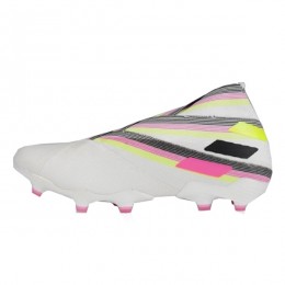 کفش فوتبال آدیداس نمزیز طرح اصلی سفید صورتی Adidas Nemeziz 19+ FG White Pink Solar Yellow