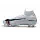 کفش فوتبال نایک مرکوریال سوپرفلای ساقدار طرح اصلی سفید مشکی Nike Mercurial Superfly VI Elite FG WhiteBlack Pure Platinum