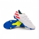 کفش فوتبال آدیداس نمزیز طرح اصلی سفید آبی Adidas Nemeziz Messi 19.1 FG White Blue