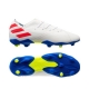 کفش فوتبال آدیداس نمزیز طرح اصلی سفید آبی Adidas Nemeziz Messi 19.1 FG White Blue