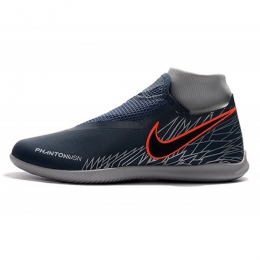 کفش فوتسال ساقدار نایک فانتوم طرح اصلی خاکستری مشکی آبی Nike Phantom Vision Academy DF IC Wolf Grey Black Armory Blue