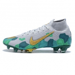 کفش فوتبال نایک مرکوریال ساقدار طرح اصلی خاکستری طلایی سبز Nike Mercurial Superfly VII Elite FG Grey Gold Green