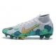 کفش فوتبال نایک مرکوریال ساقدار طرح اصلی خاکستری طلایی سبز Nike Mercurial Superfly VII Elite FG Grey Gold Green