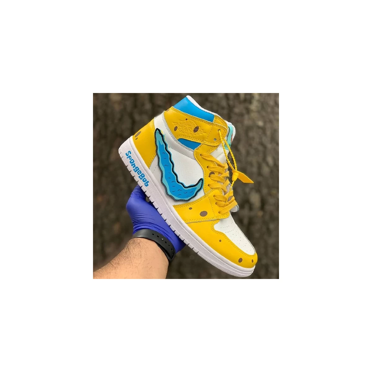 کفش بسکتبال مردانه ایر جردن Air Jordan 1 SpongeBob Yellow White Blue