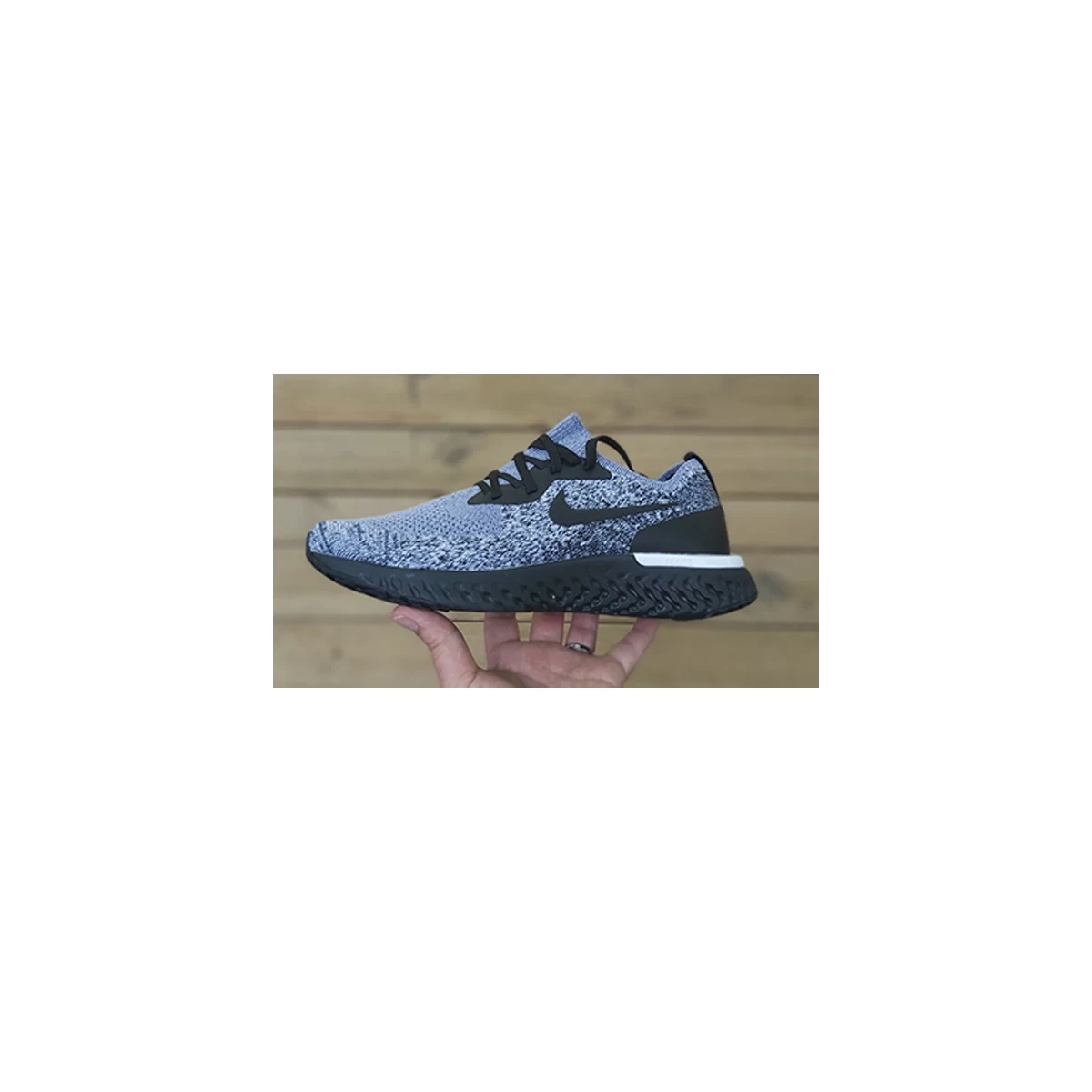 کتانی رانینگ مردانه نایک Nike Epic React Flyknit Black White