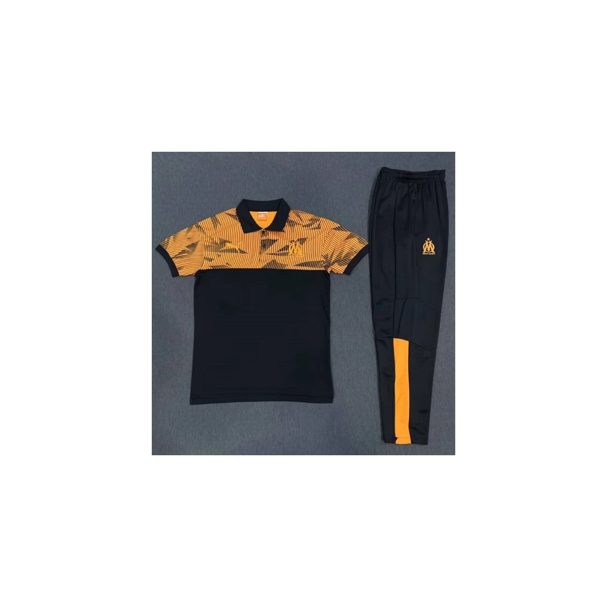 پلوشرت شلوار المپیک مارسی مشکی زرد Olympique Marseille Polo Shirt 2019-20 Black yellow
