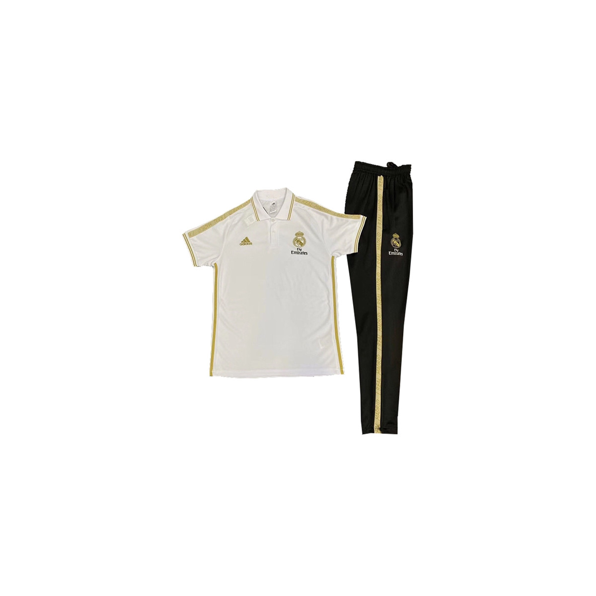 پلوشرت شلوار رئال مادرید  سفید مشکی  Real Madrid Polo Shirt 2019-2020 White Black