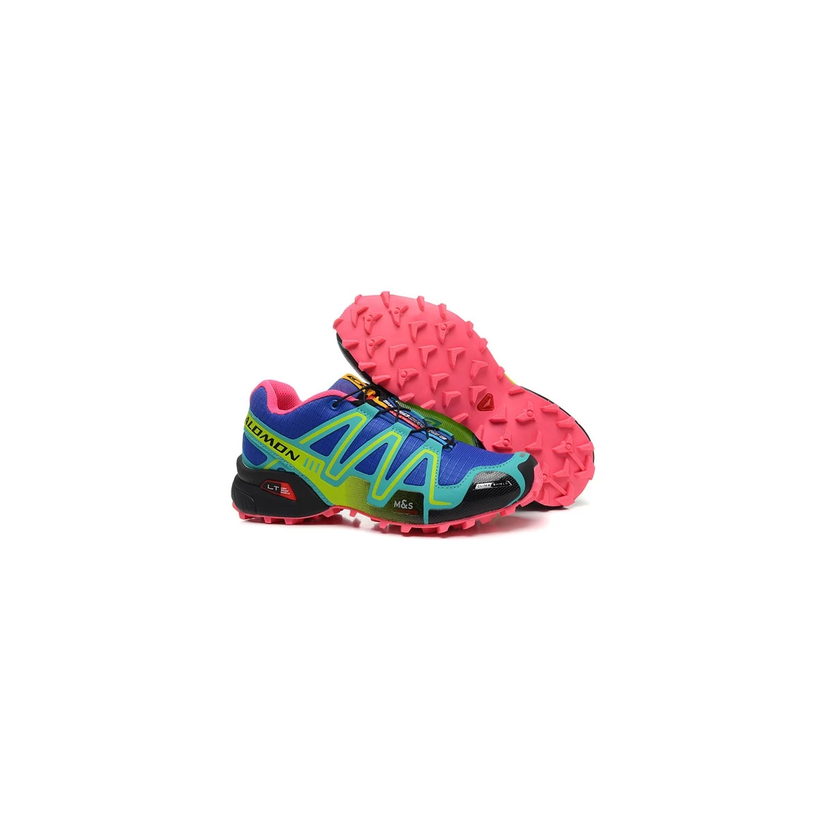 کتانی رانینگ زنانه سالامون Salomon Speedcross 3 Blue Green Black Pink