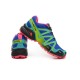 کتانی رانینگ زنانه سالامون Salomon Speedcross 3 Blue Green Black Pink