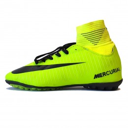 کفش چمن مصنوعی سایز کوچک نایک  مرکوریال ساقدار فسفری مشکی Nike Mercurial