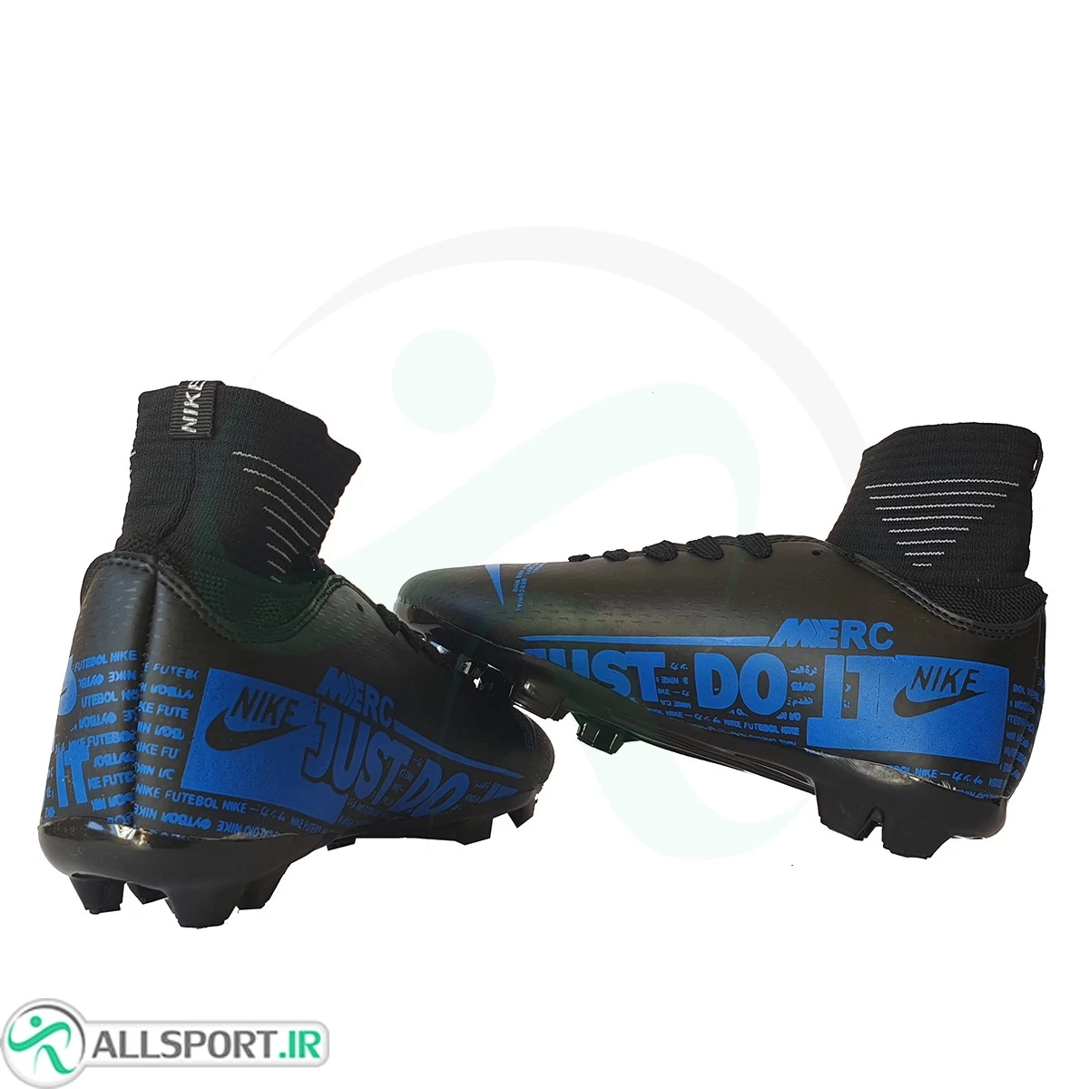 کفش فوتبال نایک مرکوریال ساقدار طرح اصلی مشکی آبی Nike Mercurial 2019
